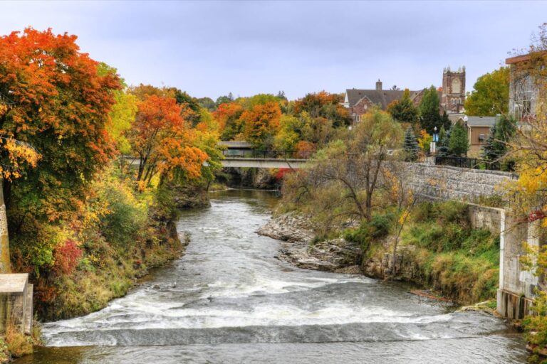 The Grand River at Fergus, Ontario, Canada in Autumn